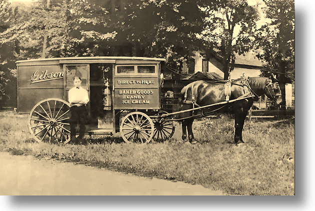 Gibson's Bakery's Horse Drawn Delivery Wagon c. 1905.